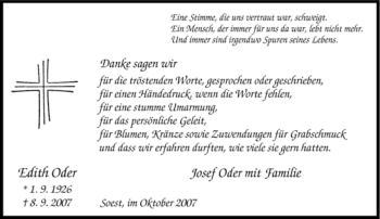 Traueranzeige von Edith Oder von Tageszeitung
