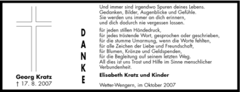 Traueranzeige von Georg Kratz von Tageszeitung