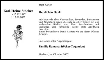 Traueranzeige von Karl-Heinz Stöcker von Tageszeitung