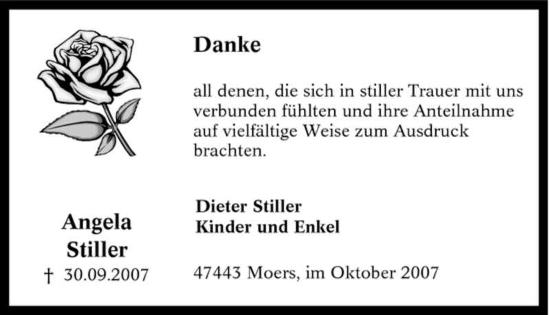  Traueranzeige für Angela Stiller vom 13.10.2007 aus Tageszeitung