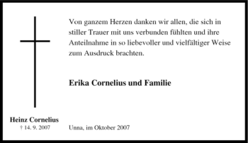 Traueranzeige von Heinz Cornelius von Tageszeitung