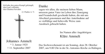 Traueranzeige von Johannes Ammelt von Tageszeitung