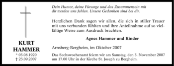 Traueranzeige von Kurt Hammer von Tageszeitung