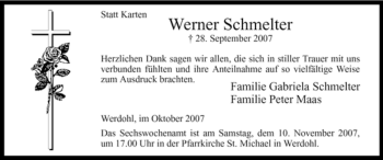 Traueranzeige von Werner Schmelter von Tageszeitung