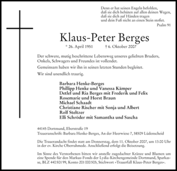 Traueranzeige von Klaus-Peter Berges von Tageszeitung
