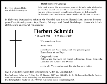 Traueranzeige von Herbert Schmidt von Tageszeitung
