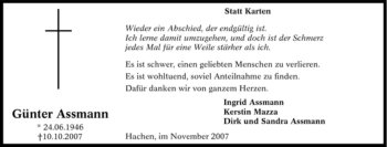 Traueranzeige von Günter Assmann von Tageszeitung