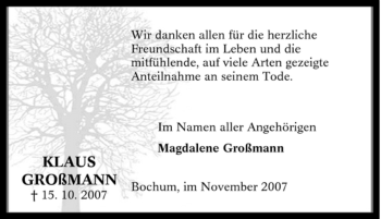 Traueranzeige von Klaus Großmann von Tageszeitung