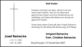 Traueranzeige von Josef Reinecke von Tageszeitung