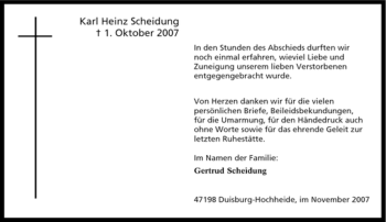 Traueranzeige von Karl Heinz Scheidung von Tageszeitung