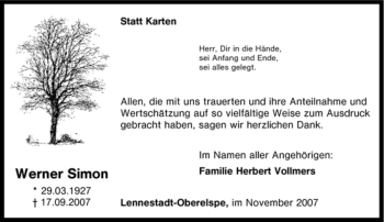 Traueranzeige von Werner Simon von Tageszeitung