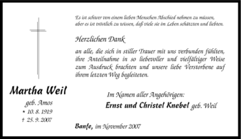 Traueranzeige von Martha Weil von Tageszeitung