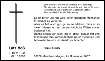 Traueranzeige von Lutz Voß von Tageszeitung
