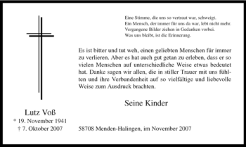 Traueranzeige von Lutz Voß von Tageszeitung