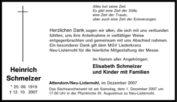 Traueranzeige von Heinrich Schmelzer von Tageszeitung