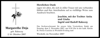 Traueranzeige von Margarethe Deja von Tageszeitung