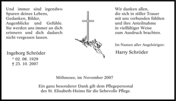 Traueranzeige von Ingeborg Schröder von Tageszeitung