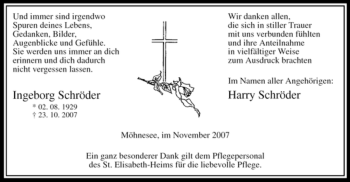 Traueranzeige von Ingeborg Schröder von Tageszeitung