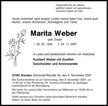 Traueranzeige von Marita Weber von Tageszeitung