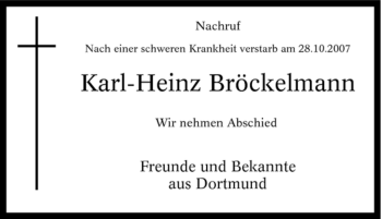 Traueranzeige von Karl-Heinz Bröckelmann von Tageszeitung