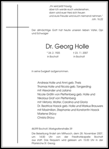 Traueranzeige von Georg Holle von Tageszeitung