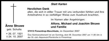 Traueranzeige von Änne Struwe von Tageszeitung