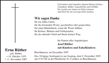 Traueranzeige von Erna Rüther von Tageszeitung
