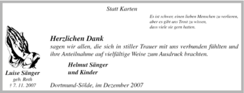 Traueranzeige von Luise Sänger von Tageszeitung