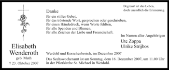 Traueranzeige von Elisabeth Wenderoth von Tageszeitung
