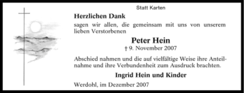 Traueranzeige von Peter Hein von Tageszeitung