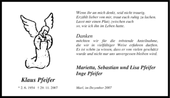 Traueranzeige von Klaus Pfeifer von Tageszeitung