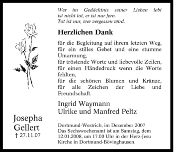 Traueranzeige von Josepha Gellert von Tageszeitung