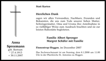 Traueranzeige von Anna Spreemann von Tageszeitung