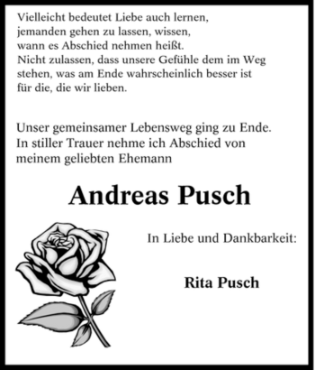 Traueranzeige von Andreas Pusch von Tageszeitung