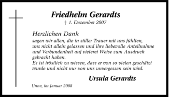 Traueranzeige von Friedhelm Gerardts von Tageszeitung
