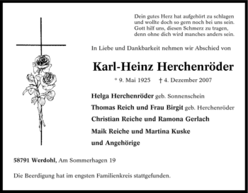 Traueranzeige von Karl-Heinz Herchenröder von Tageszeitung