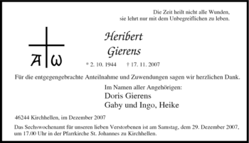 Traueranzeige von Heribert Gierens von Tageszeitung