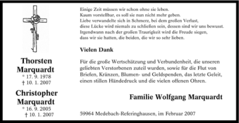 Traueranzeige von Thorsten Marquardt von Tageszeitung