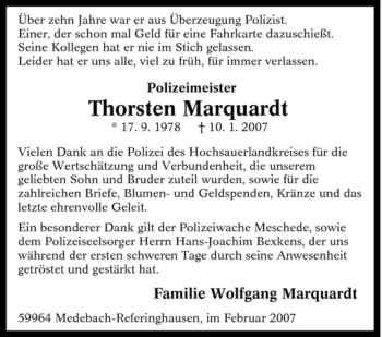 Traueranzeige von Thorsten Marquardt von Tageszeitung