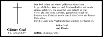 Traueranzeige von Günter Graf von Tageszeitung