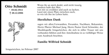Traueranzeige von Otto Schmidt von Tageszeitung