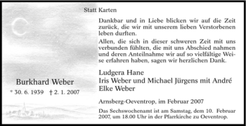 Traueranzeige von Burkhard Weber von Tageszeitung