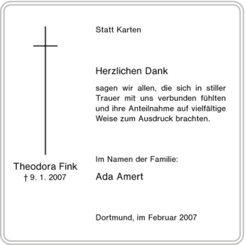 Traueranzeige von Theodora Fink von Tageszeitung