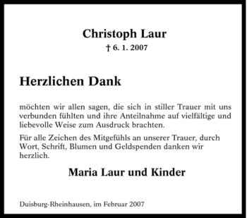 Traueranzeige von Christoph Laur von Tageszeitung