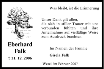 Traueranzeige von Eberhard Falk von Tageszeitung