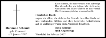 Traueranzeige von Marianne Schmidt von Tageszeitung