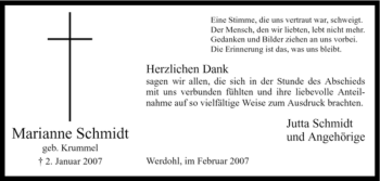 Traueranzeige von Marianne Schmidt von Tageszeitung
