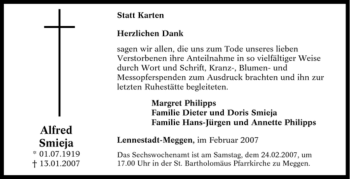 Traueranzeige von Alfred Smieja von Tageszeitung