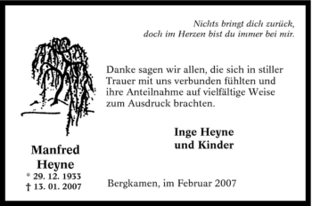 Traueranzeige von Manfred Heyne von Tageszeitung