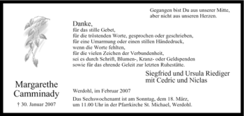 Traueranzeige von Margarethe Camminady von Tageszeitung